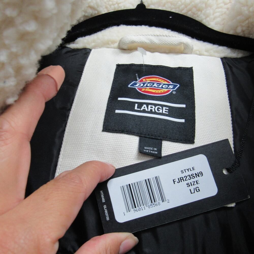 Dickies Women Large Cream Mount Hope Sherpa Puffer Full Zip Jacket - Picture 4 of 6